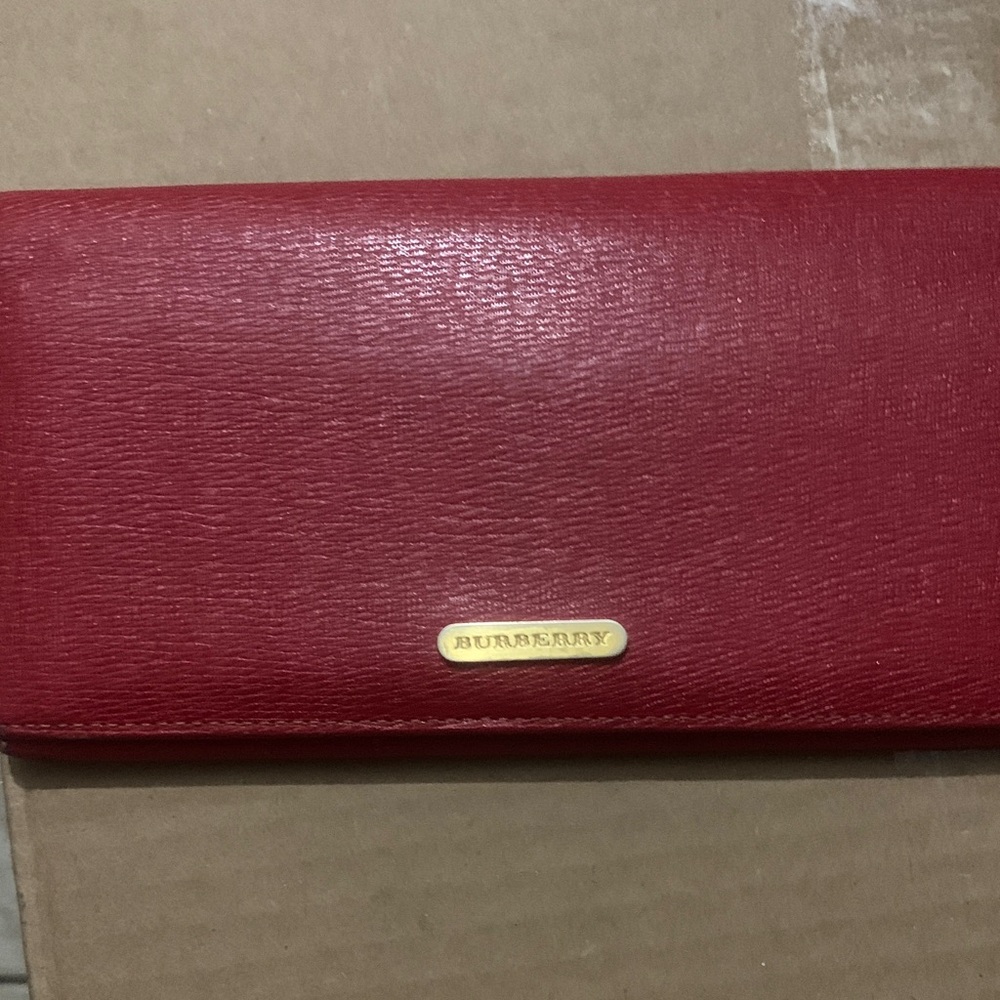 Burberry Red Textured Leather Wallet